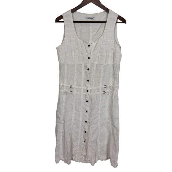 Steilmann Linen White Sleeveless Snap Front Dress Women’s US 6 German European - Picture 1 of 9